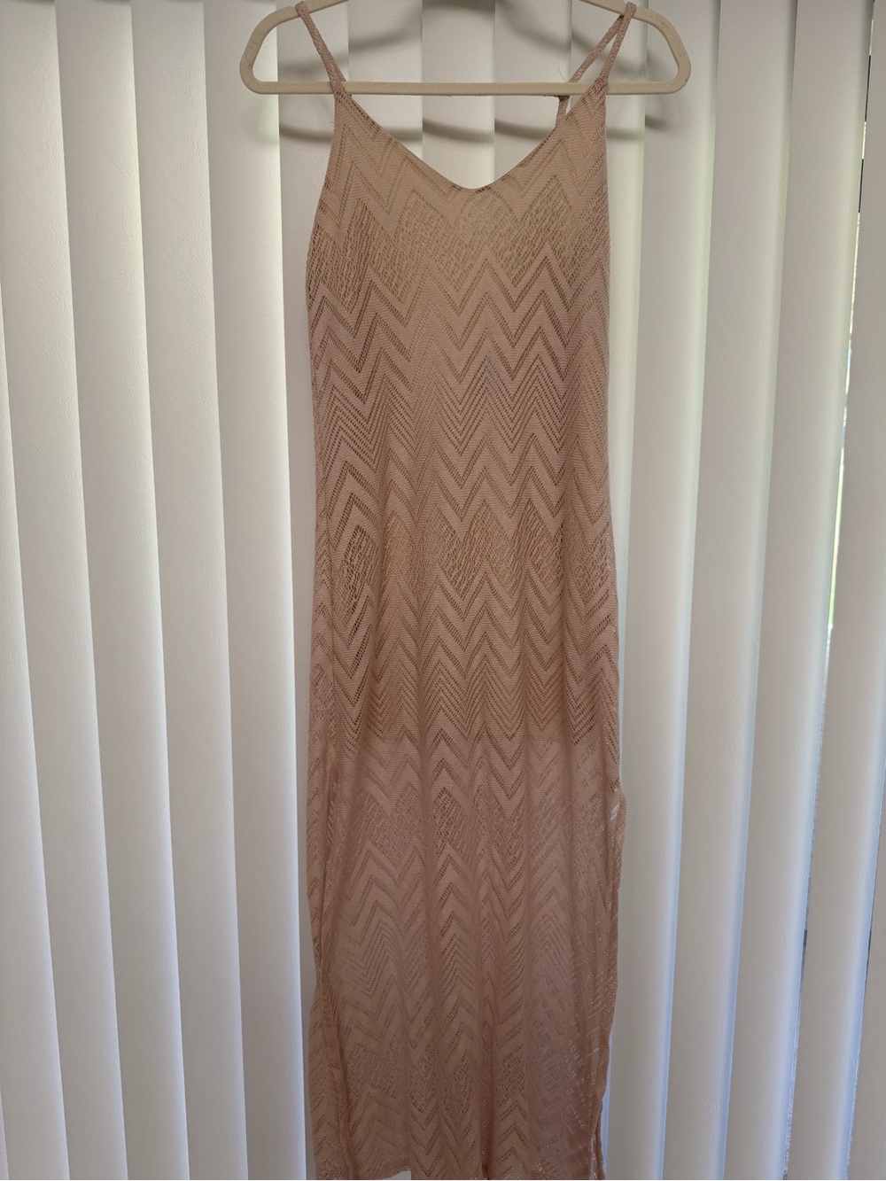 audrey Chevron Knit Spaghetti Strap Maxi Dress - Nude